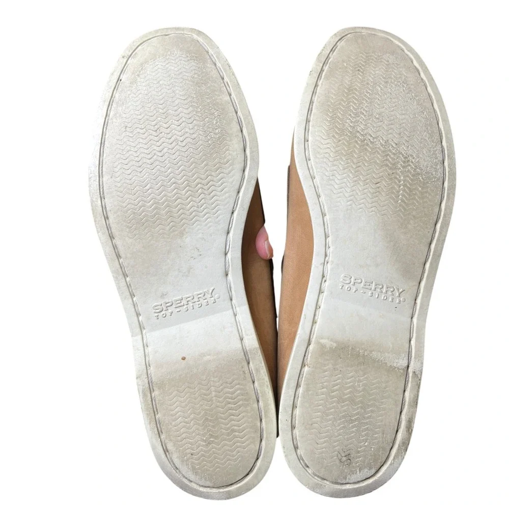 Sperry Top-Sider Authentic Original 2-Eye Boat‎ Shoes Tan Leather 7.5M Preppy